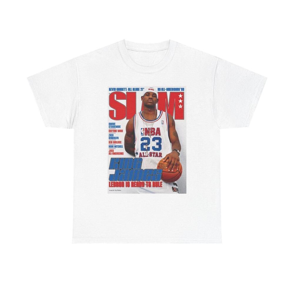 Lebron James Slam Cover Graphic T Shirt Retro Unisex Heavy Cotton Tee